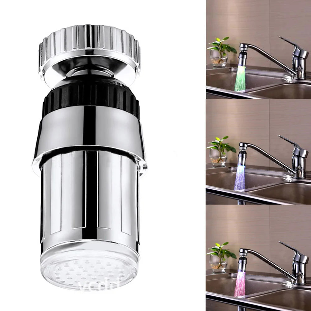 LED Water Faucet Light Colorful Changing Glow Shower Head Kitchen Tap Faucet Light Temperature Sensor for Kitchen Bathroom Crane