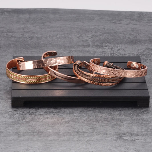 Vinterly Pure Copper Bracelets Men Magnetic Arthritis Relief Adjustable Magnets Cuff Banglse Health Energy Jewelry Women Men