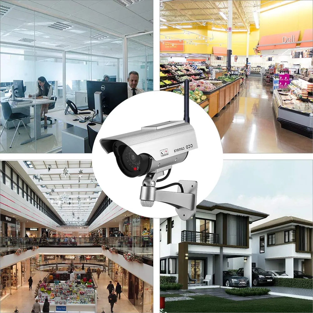Dummy fake cctv camera solar powered w/ infared IR led light outdoor video surveillance simulated home security camera
