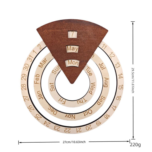 Amazon's New 2025 Wooden Wall Calendar Round Rotating Calendar Wall Decoration Perpetual Calendar Cross-Border Calendar