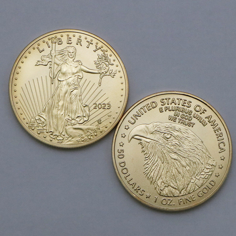 In Stock 2023 Foreign Trade Currency Statue of Liberty Commemorative Gold Coin Commemorative Medal Coin Eagle Yuan Commemorative Coin