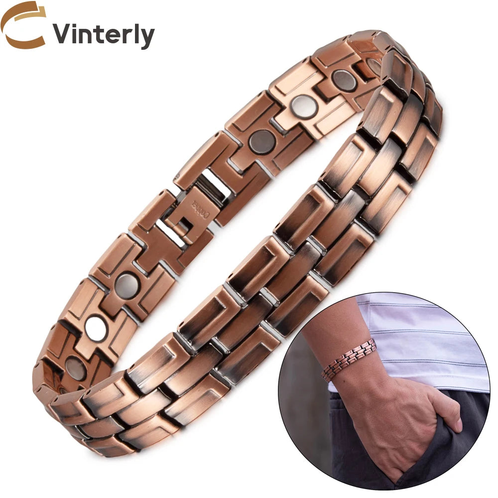 Vinterly Pure Copper Magnetic Chain-Link Bracelet for Men & Women