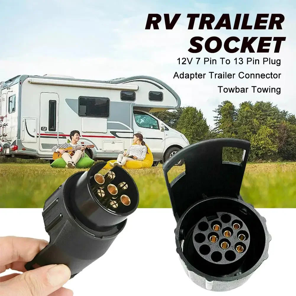 7 Pin To 13 Pin Trailer Caravan Towbar Towing Electric Socket Adapter Plug Converter 12V Electrical Connector Adapter Car Truck