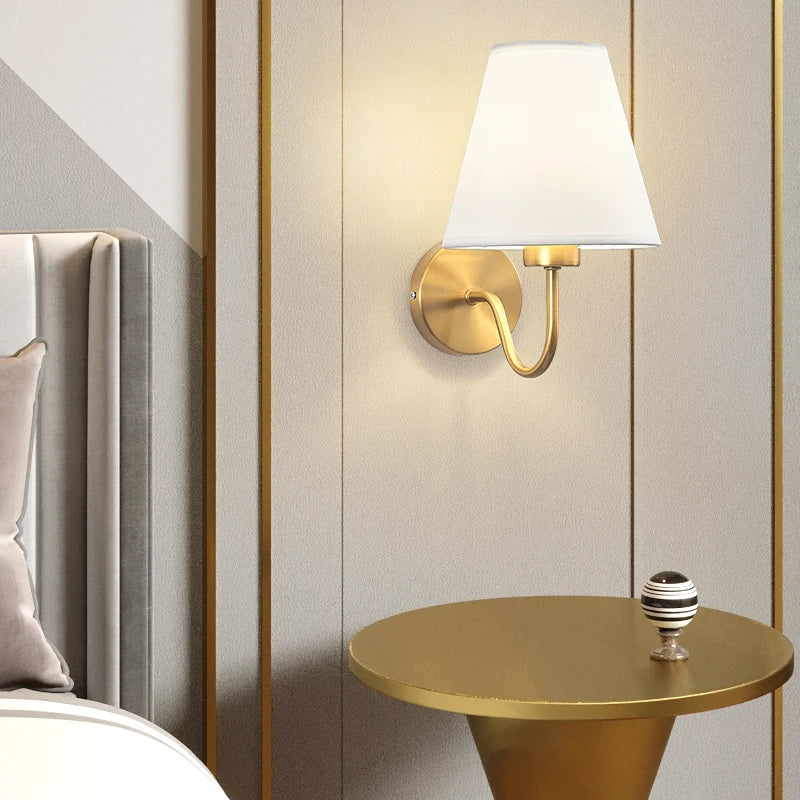 LED E27 Modern Wall Lamp Nordic Retro Fabric Home Interior Lighting Hotel Bedroom Living Room Bedside Lamp