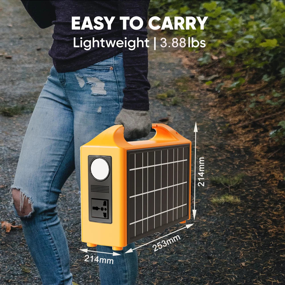 Portable Power Station 100W 220V/110V Power Supply Solar Generator Outdoor Backup Power LED With Solar Panel For Camping