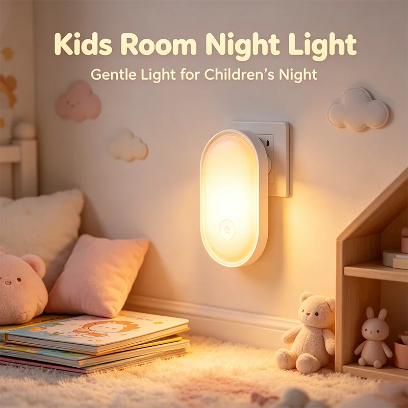 LED Night Light Wall Lamp EU Plug Light Control Induction Energy Saving Environmental Protection Bedroom Lamp Home Decor