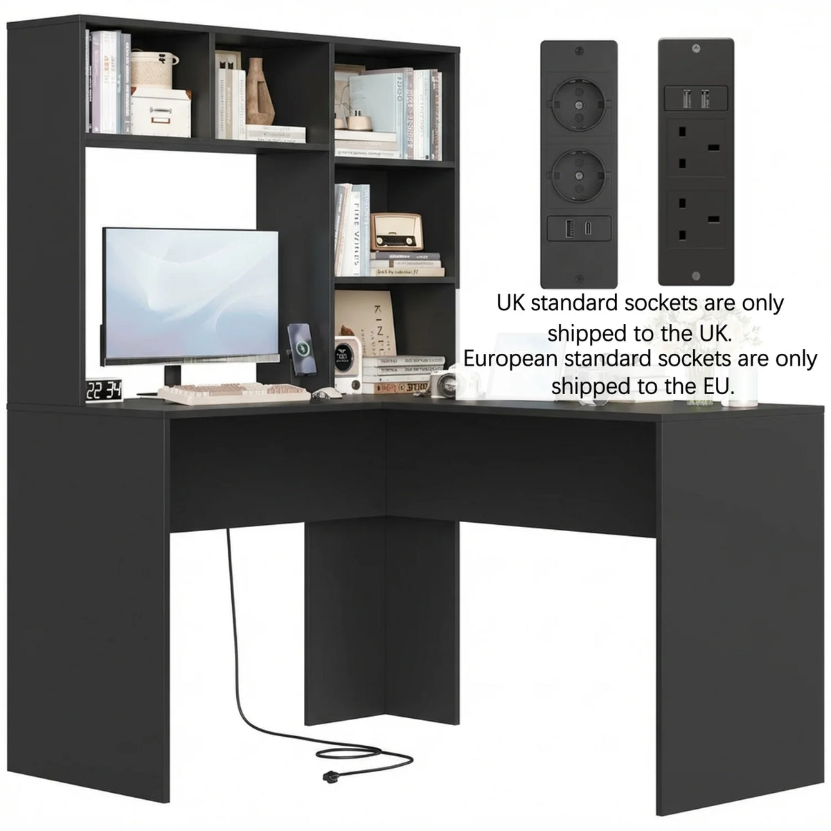 Getone Desk Corner Desk White L Shaped Computer Table Office table for Study Home Office 124.7X107.8X152.5 cm