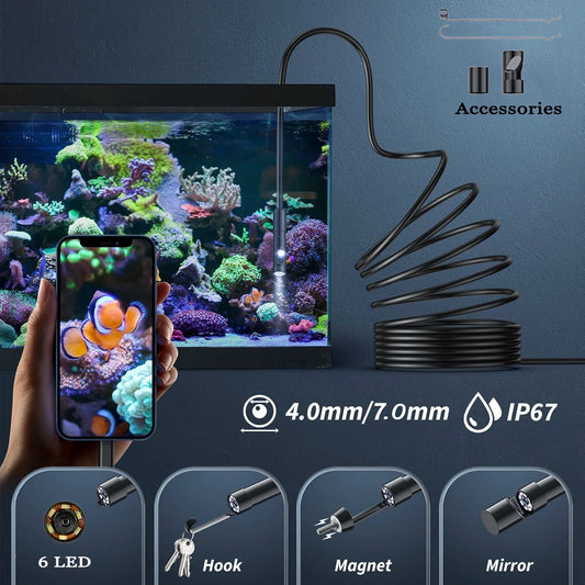 Endoscope Camera Android Type C PC 7MM USB Waterproof Borescope Camera for Car Scenarios 1-10m Car Inspection 6 Led Lights