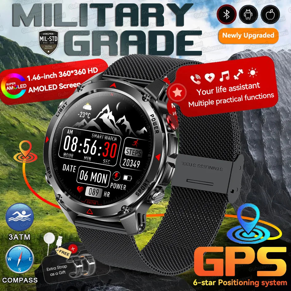 Forerunner 570 GPS Smart Watch 3ATM Waterproof AMOLED Screen MULTI-BAND GNSS Compass Altimeter Flashlight Sports Smartwatch Men