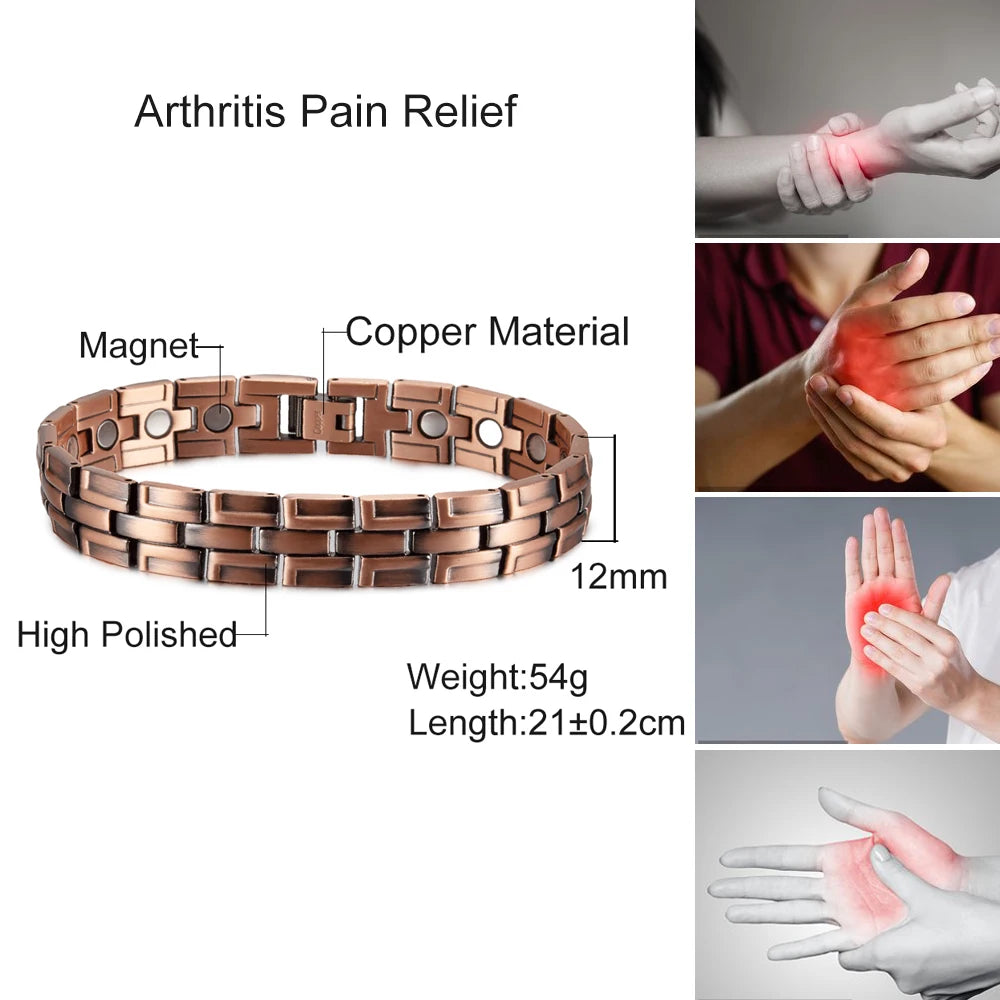 Vinterly Pure Copper Magnetic Chain-Link Bracelet for Men & Women