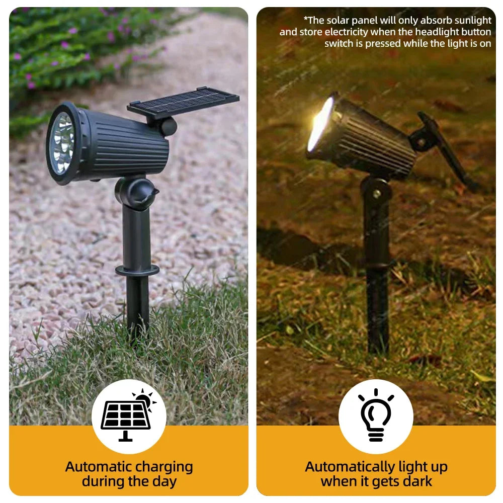 9 LED Solar Spot Lights IP65 Waterproof Outdoor RGB Solar Landscape Lights Brightness Adjustable for Garden Yard Palm Trees