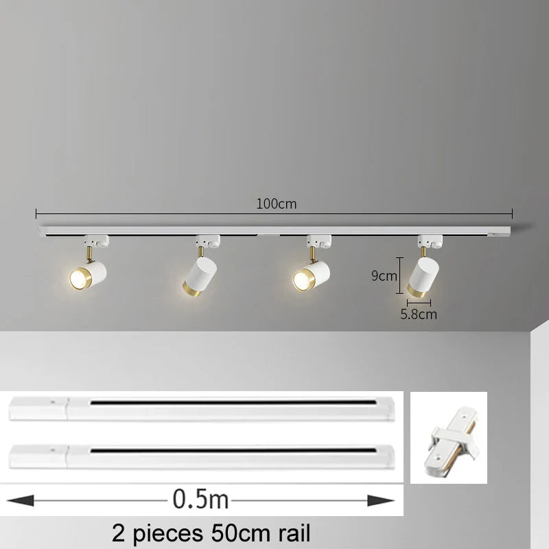 Full Set Led Track Light Fixture Rail 110-220V COB Ceiling Track Lamp Spot Lighting For Clothing Shop Living Room Ceiling Lights