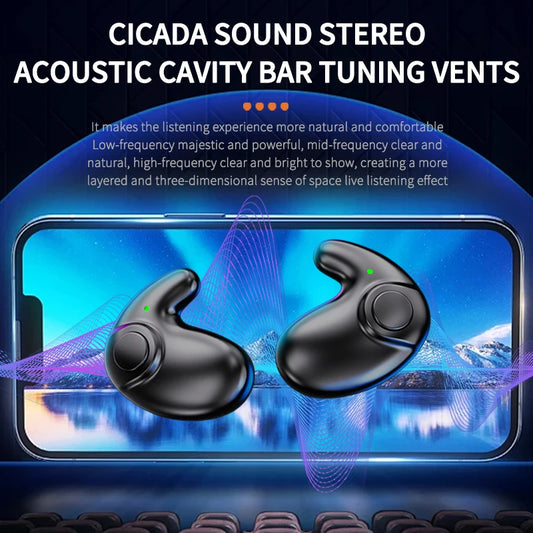 Waterproof Wireless Bluetooth 5.3 Headsets Mini headset Painless Call Noise Cancelling Thin Headphones Fit for Sleeping/Sports