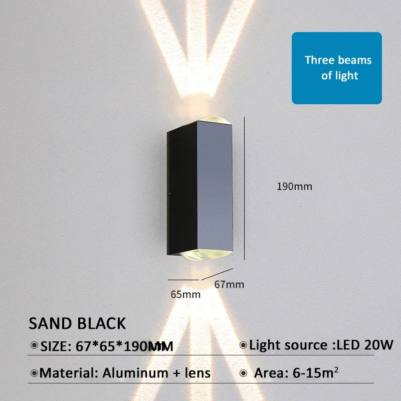 Outdoor Lighting Lens Beam Wall Lamps IP65 Waterproof Aluminum Wall Lights Corridor Garden Shopping Mall Up Down LED Porch Lamp