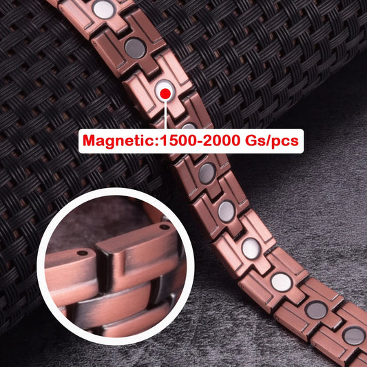 Vinterly Pure Copper Magnetic Chain-Link Bracelet for Men & Women