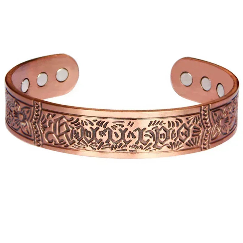 Pure Copper Magnetic Cuff Bracelet, Adjustable for Men & Women