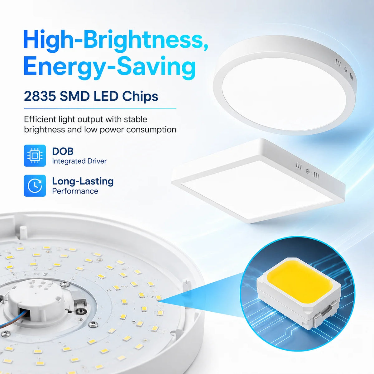 Led Ceiling Lamp 110-265V Ultra Thin Panel Led Light for Living Room Bedroom Indoor Lighting 20W 30W Square Round Ceiling Lights