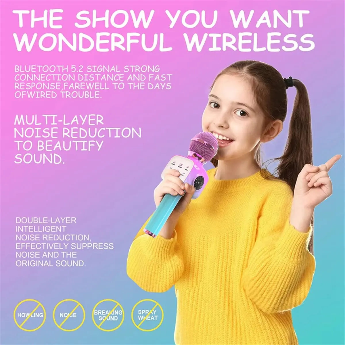 (A26M) WirelessBluetooth Karaoke Microphone Portable Singing Machine Handheld Projector Microphone for Home KTV Party KidGift,A