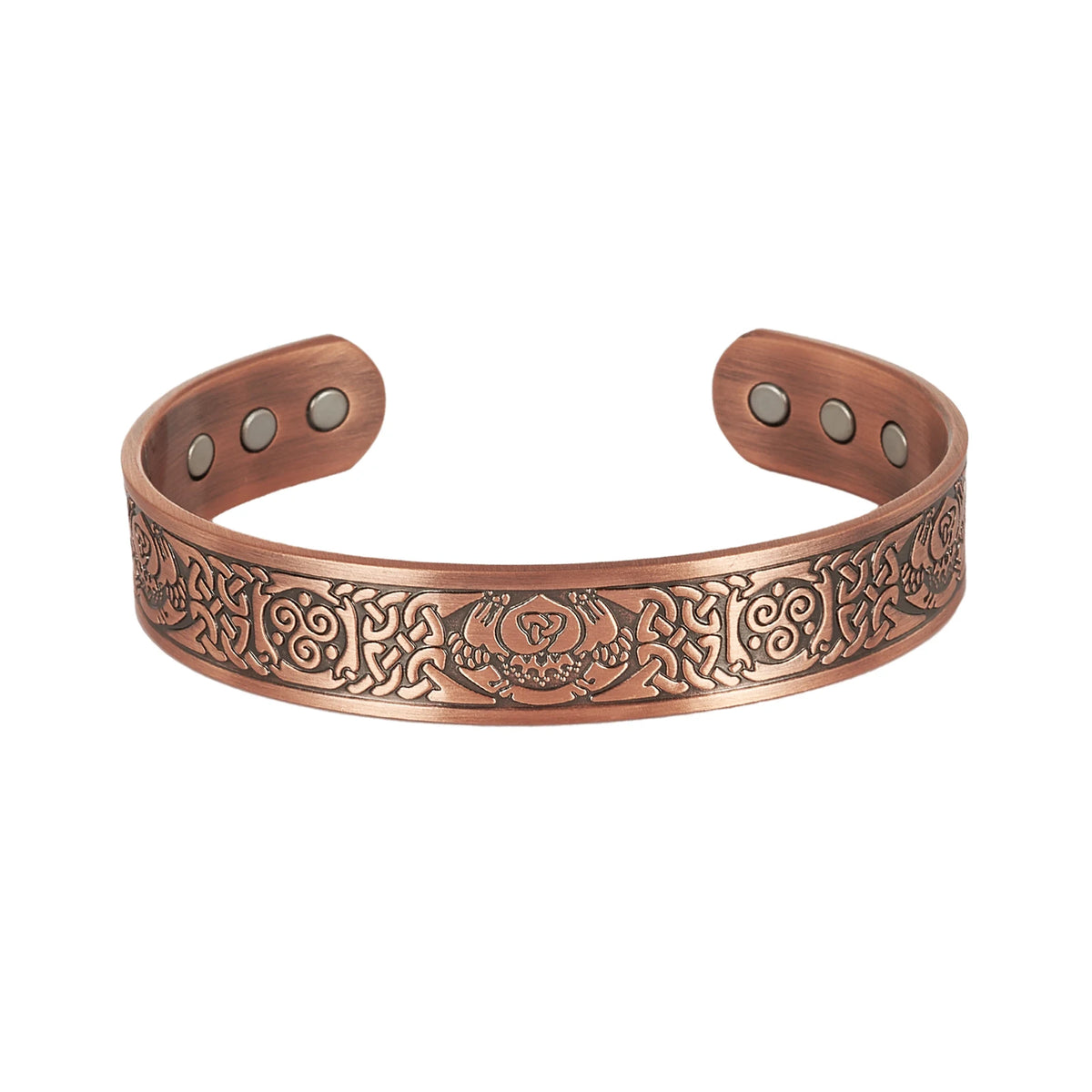Vinterly Pure Copper Magnetic Cuff Bracelet with Viking Yggdrasil Design, Adjustable, 15mm Wide