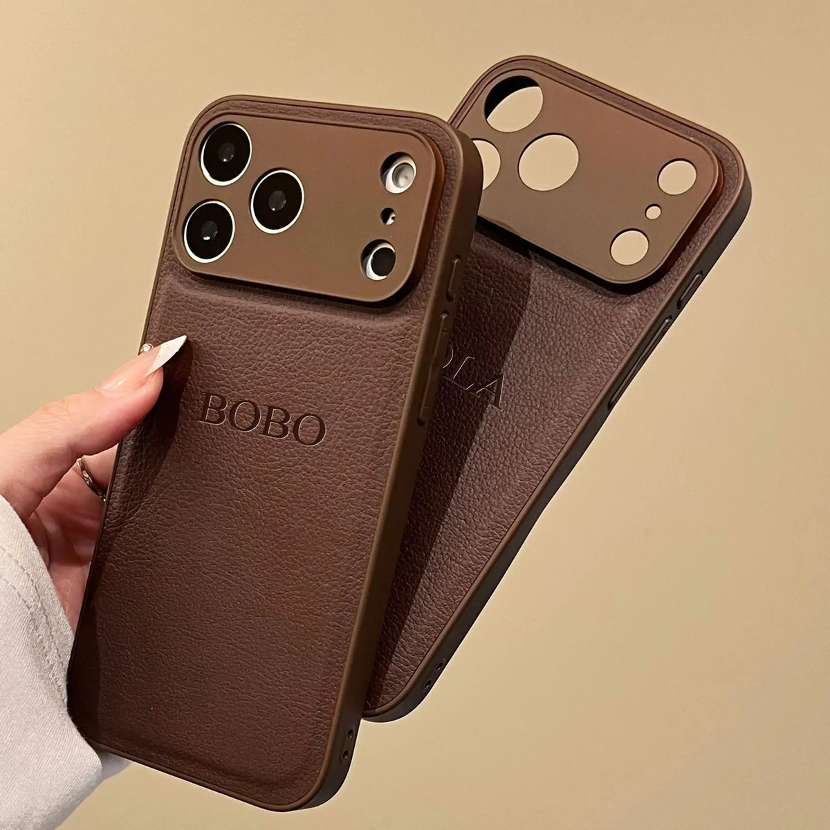 Faux Leather Luxury Phone Case with Personalized 3D Name (For IPhone18 17 16 15 14 13 )