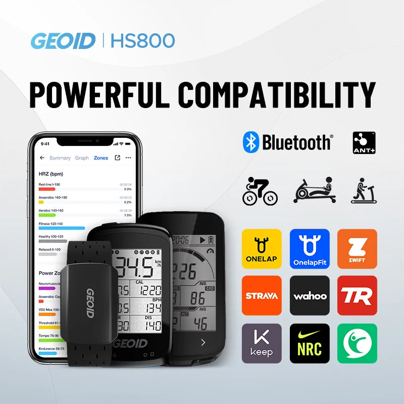 GEOID Heart Rate Monitor for Fitness & Cycling, HS800 Armband / HS500 Chest Strap