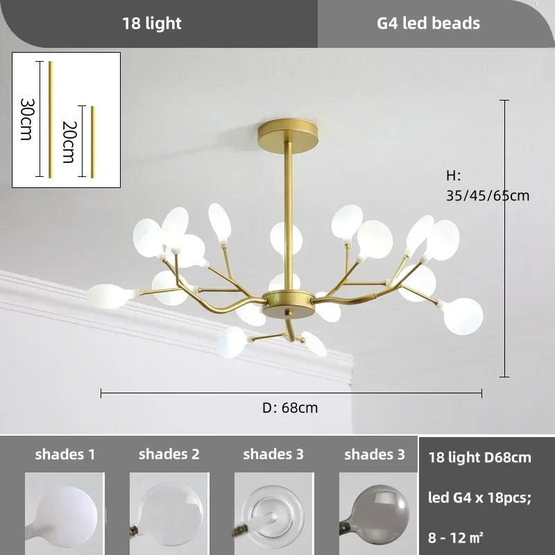 Nordic Led Ceiling Chandelier Lighting Modern Branch Pendant Lights Living Room Gold Black Art Home Decor Indoor Lamps Luminaire