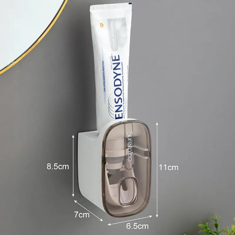 Automatic Wall-Mounted Toothpaste Dispenser & Toothbrush Holder