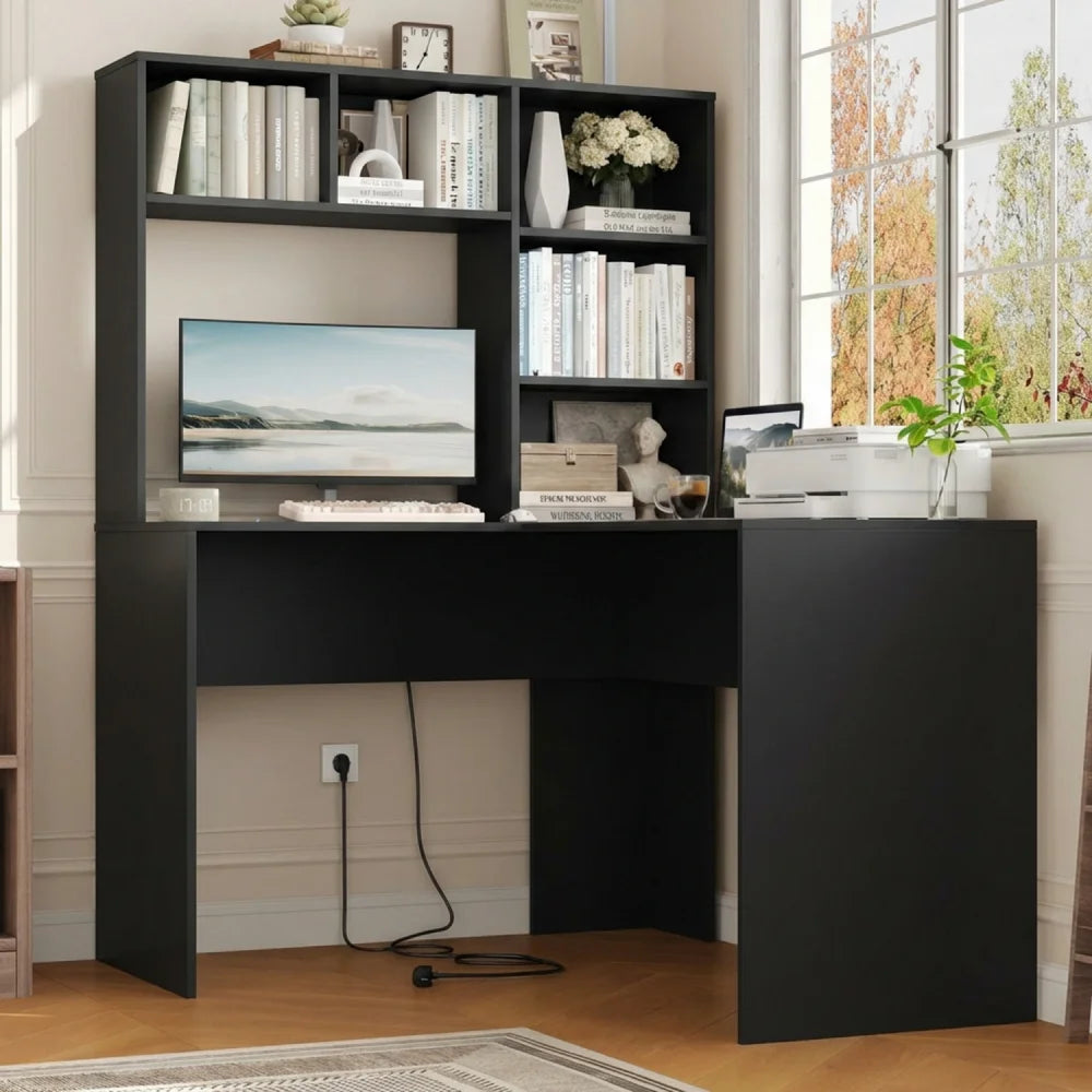 Getone Desk Corner Desk White L Shaped Computer Table Office table for Study Home Office 124.7X107.8X152.5 cm