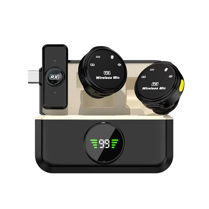 Lavalier Dual Wireless Microphones, Buttonhole Tie Mic Mini For iPhone and Android Phone
