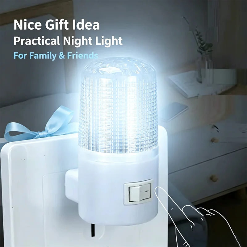 LED Socket Night Light Plug in Wall Lamp Energy Saving with Switch for Baby Feeding Bedroom Bedside HallwayStairsCabinetLighting