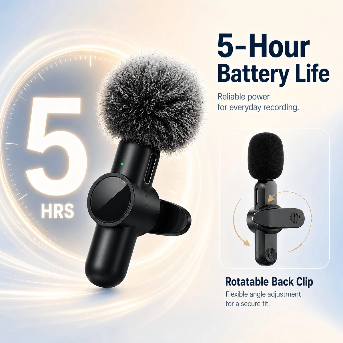 Wireless Lapel Microphone, Noise-Cancelling, Suitable for Vlogs, Interviews, and Live Streaming, Compatible with Type-C Devices