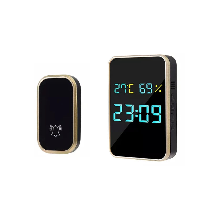 Wireless Doorbell No Battery Self Powered Door Bell Display Temperature Humidity Time 433mhz Home Outdoor Welcome Ring Chime