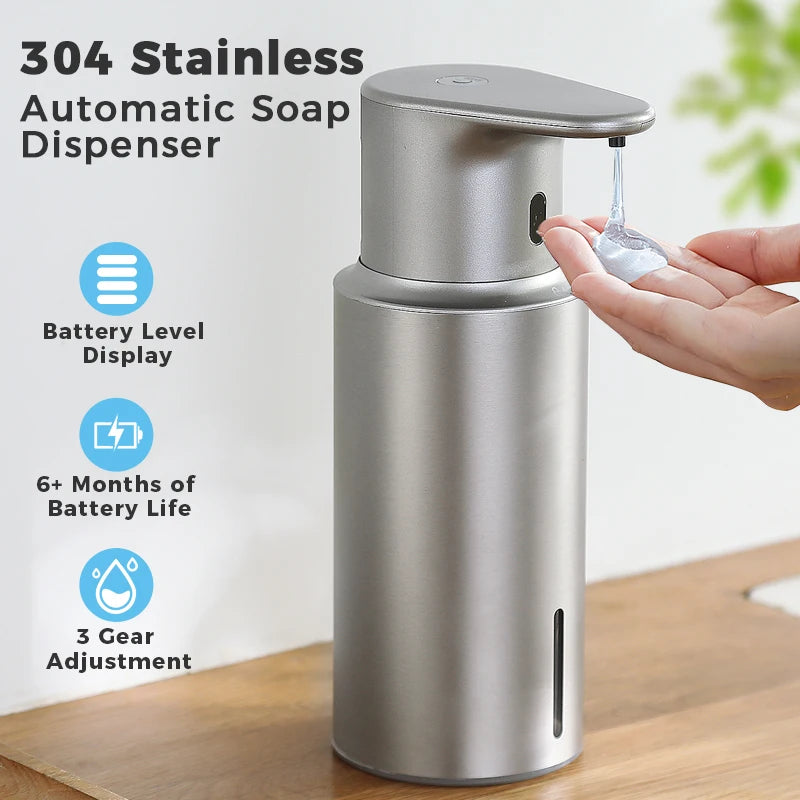 480ml Automatic Soap Dispenser with Sensor – Touchless Electric Hand Soap & Sanitizer Dispenser, 304 Stainless Steel