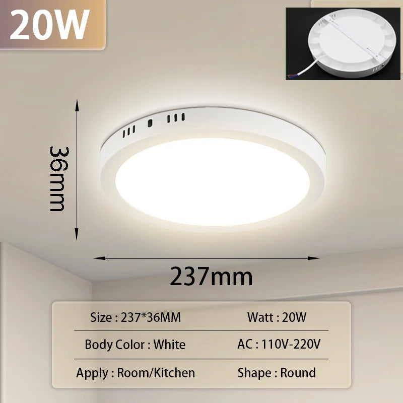 Led Ceiling Lamp 110-265V Ultra Thin Panel Led Light for Living Room Bedroom Indoor Lighting 20W 30W Square Round Ceiling Lights