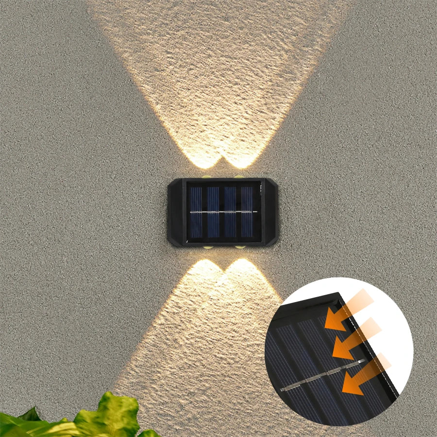Solar Outdoor Waterproof LED Wall Light Powerful Solar Energy Lamp with Light Sensor for Garden Yard Fence House Decoration