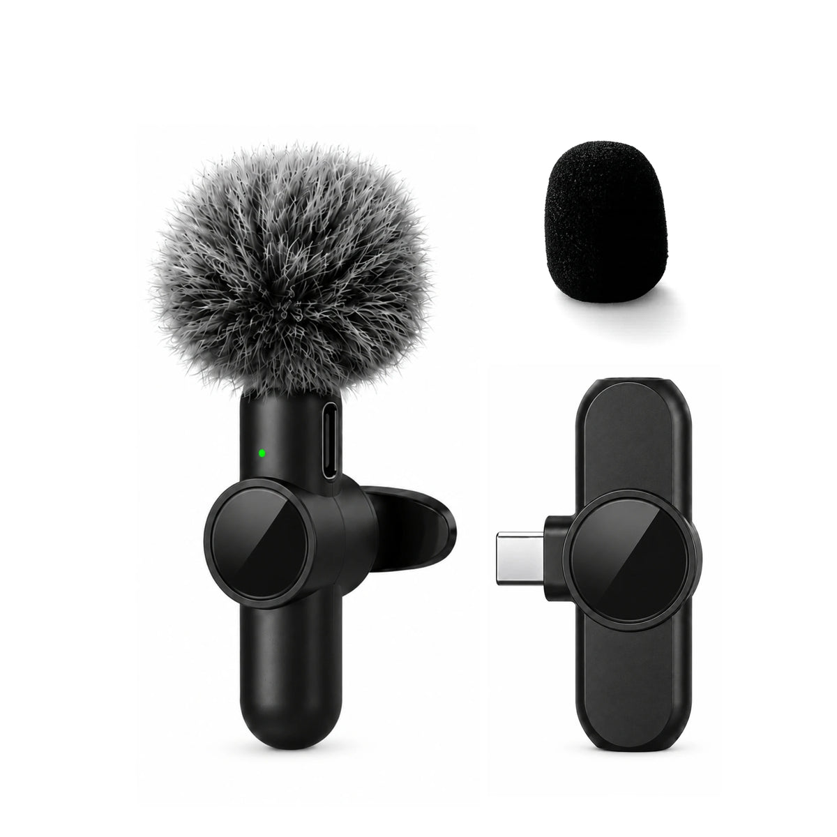 Wireless Lapel Microphone, Noise-Cancelling, Suitable for Vlogs, Interviews, and Live Streaming, Compatible with Type-C Devices