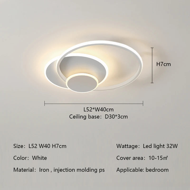 Modern Minimalism Circles Led Living Room Ceiling Lights Foyer Dimmable Round Bedroom Lamp Lighting Home Decor Luster Fixtures
