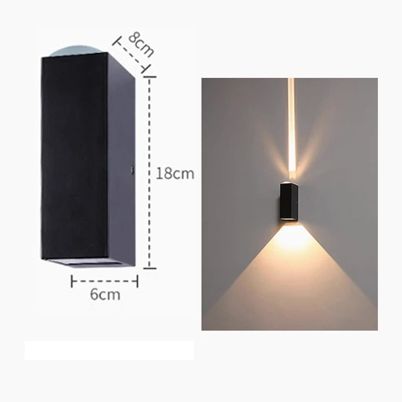 Outdoor Lighting Lens Beam Wall Lamps IP65 Waterproof Aluminum Wall Lights Corridor Garden Shopping Mall Up Down LED Porch Lamp