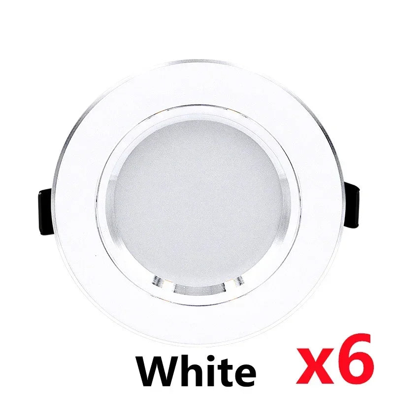 6pcs/lot LED Downlight 5W 9W 12W 15W 18W Round Ultra Thin Aluminum Recessed Lamp 220V-240V Led Bulb Indoor Led Spot Lighting