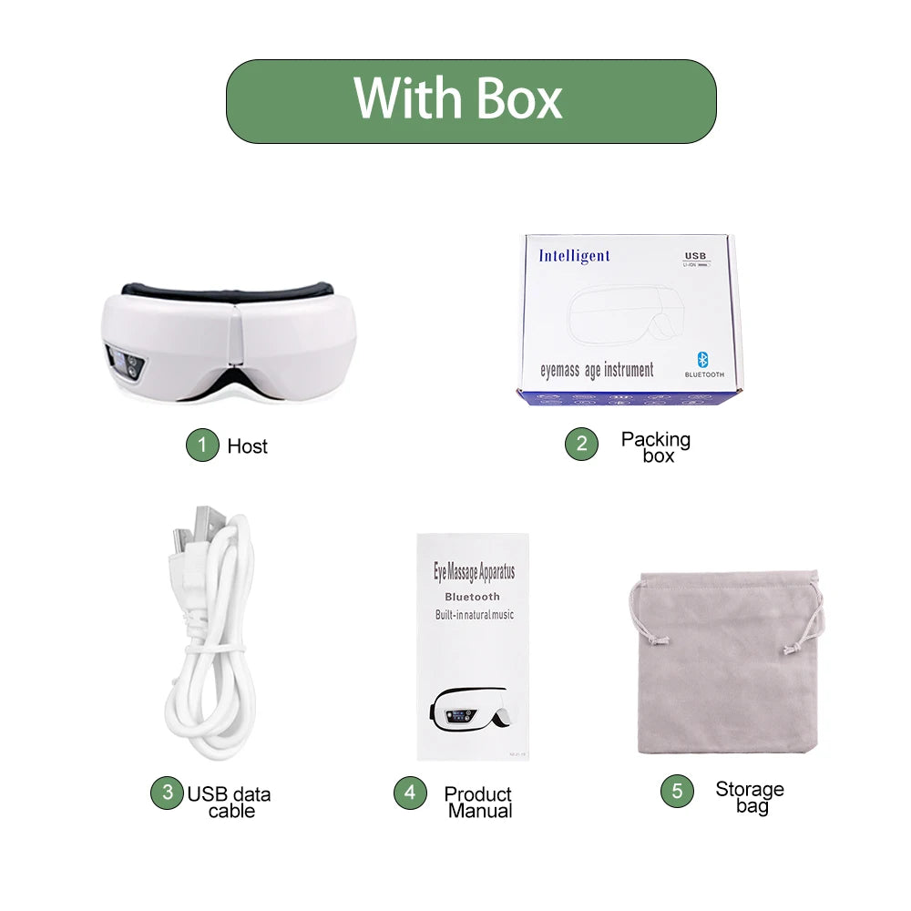 Foldable Eye Massager with Bluetooth, Vibration & Rechargeable Battery