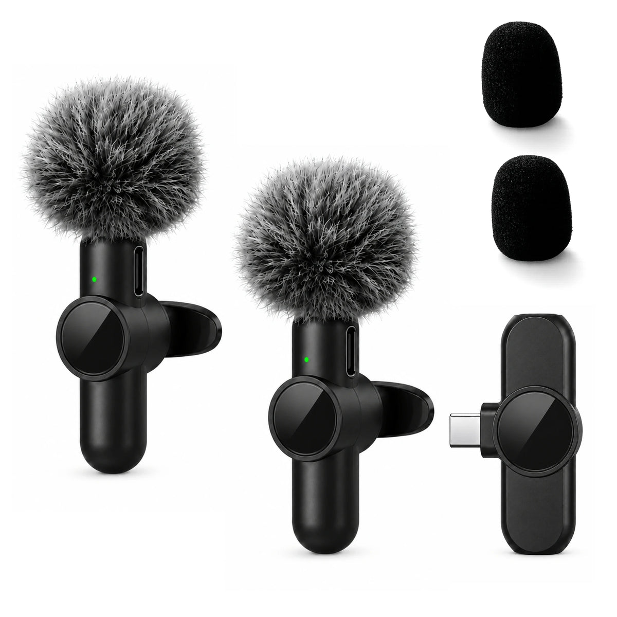 Wireless Lapel Microphone, Noise-Cancelling, Suitable for Vlogs, Interviews, and Live Streaming, Compatible with Type-C Devices