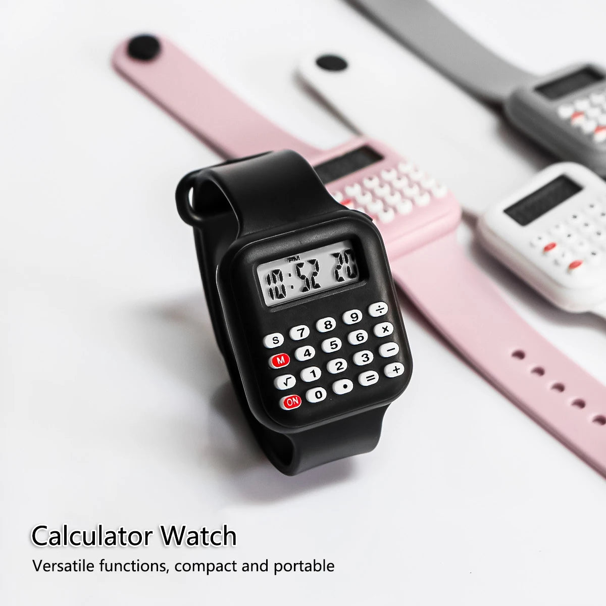 Kids’ Digital Calculator Watch with Rubber Strap, Time & Date