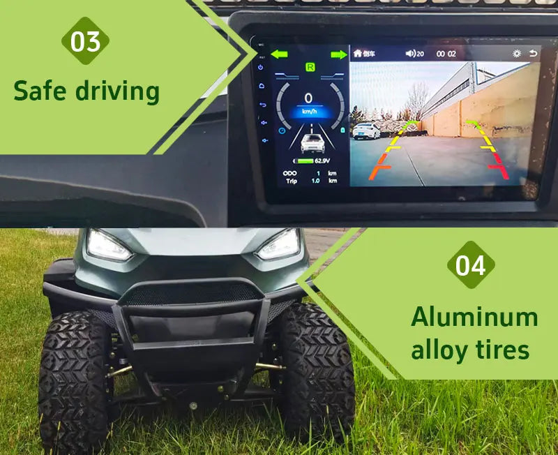 Electric Golf Cart with Cargo Bed, Two-Seater, Off-Road