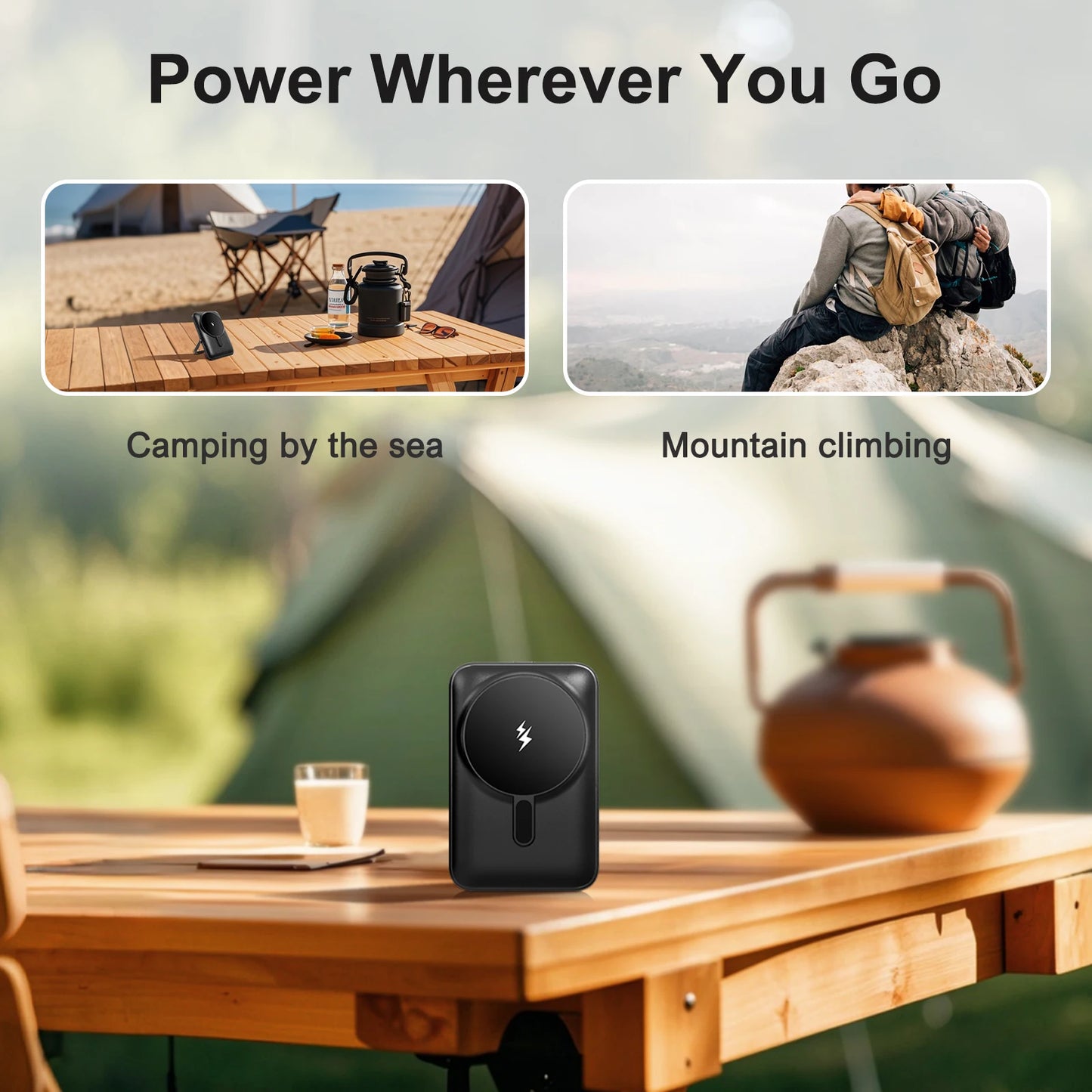Magnetic Power Bank, Fast Charging Portable External Battery Pack, 10000mAh, 20W, Wireless Charger, for iPhone 15/14/13/12 Series