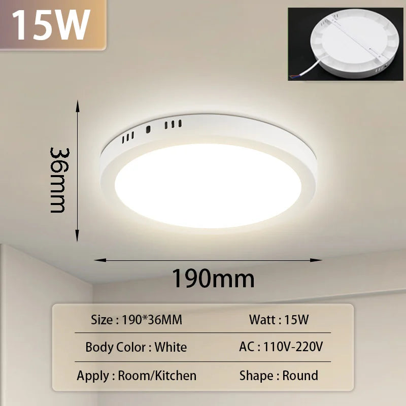 Led Ceiling Lamp 110-265V Ultra Thin Panel Led Light for Living Room Bedroom Indoor Lighting 20W 30W Square Round Ceiling Lights