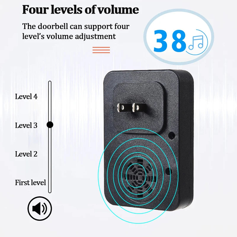 Wireless Doorbell No Battery Self Powered Door Bell Display Temperature Humidity Time 433mhz Home Outdoor Welcome Ring Chime