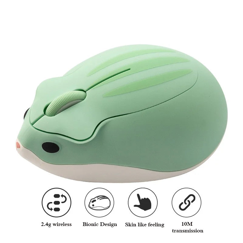 Wireless Computer 2.4G Mouse Cute Cartoon Anime Hamster Shape USB Mause Mini Optical Ergonomic Pink Green Mice For Girl Kid Gift