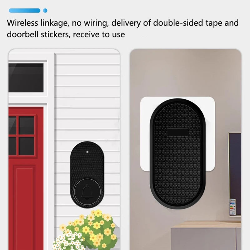 Wireless Doorbell Smart Welcome Door Bell 32 Songs Receiver Chime Guests Ding Dong Home Security Alarm Reminder US EU Plug