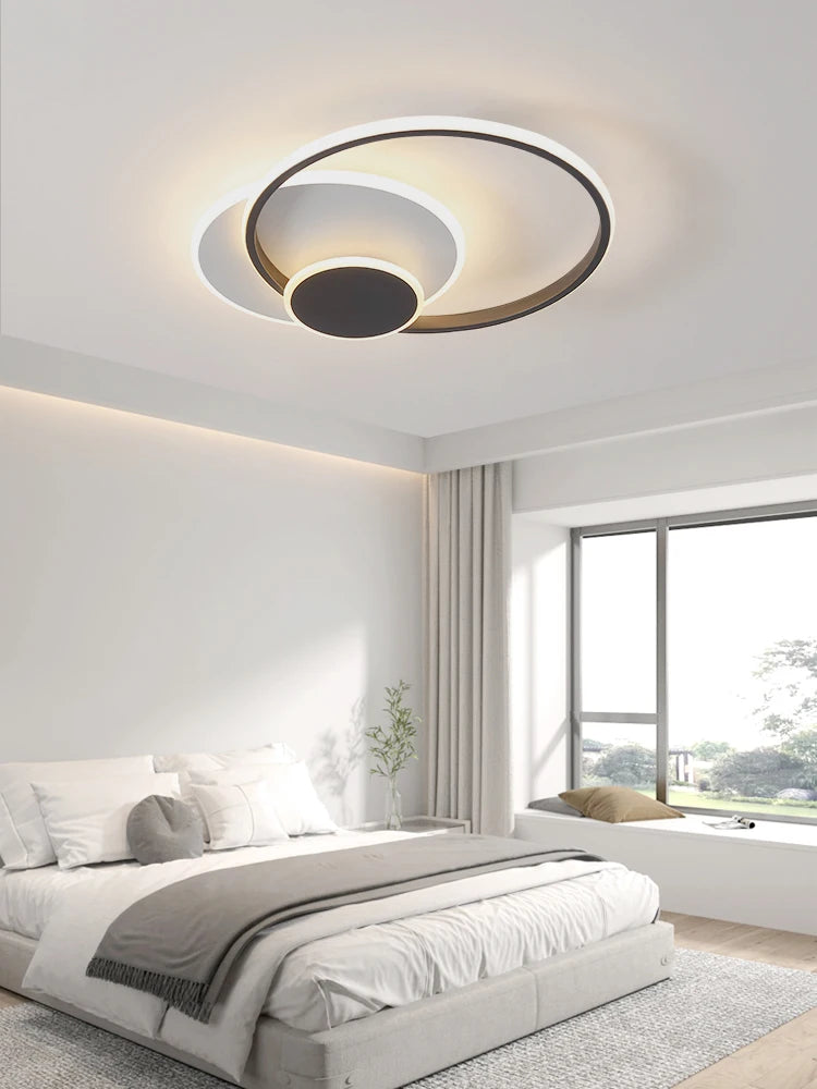 Modern Minimalism Circles Led Living Room Ceiling Lights Foyer Dimmable Round Bedroom Lamp Lighting Home Decor Luster Fixtures