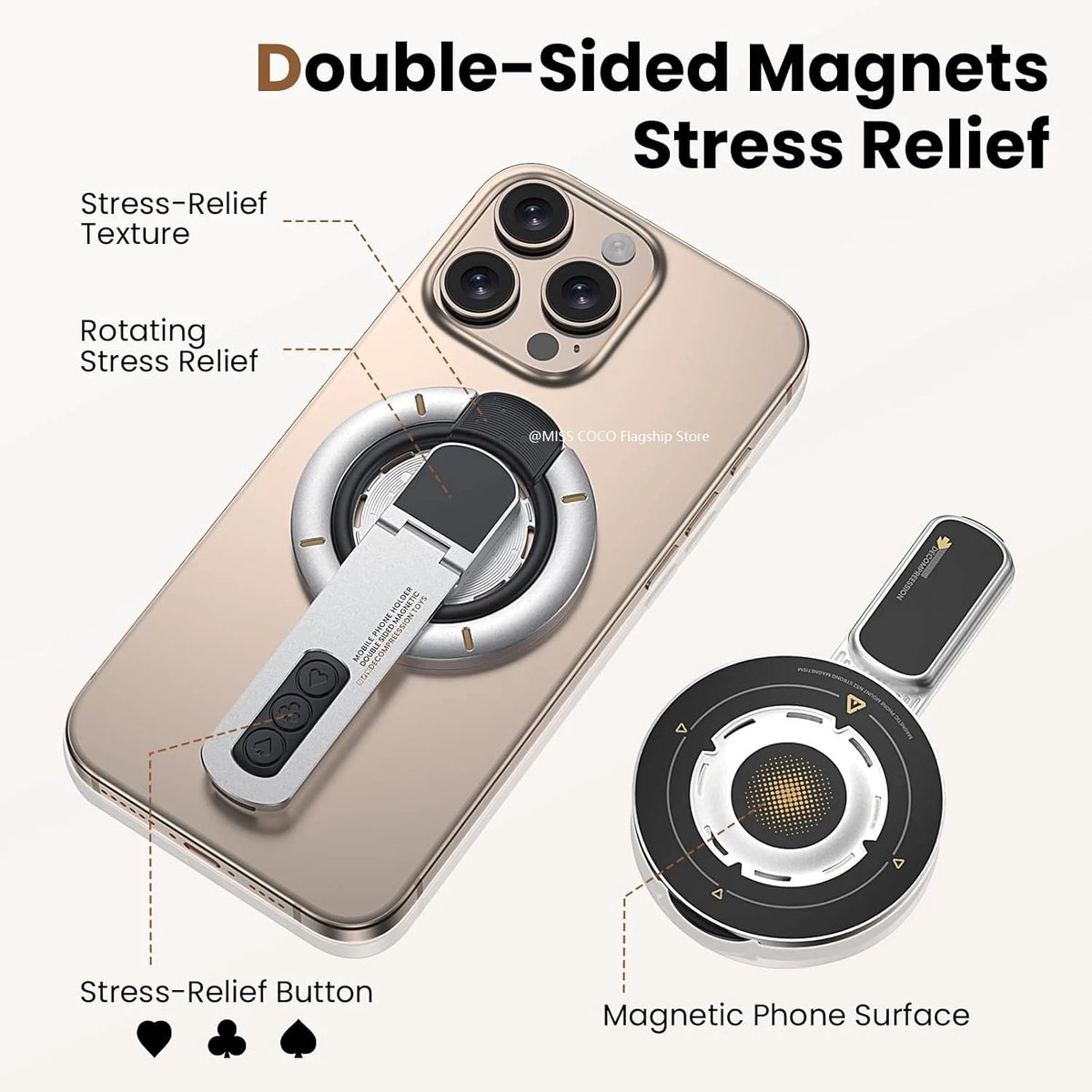 Dual-Sided Magnet for Phone Stand and Ring Holder (360°, Compatible with Multiple Phone Models)